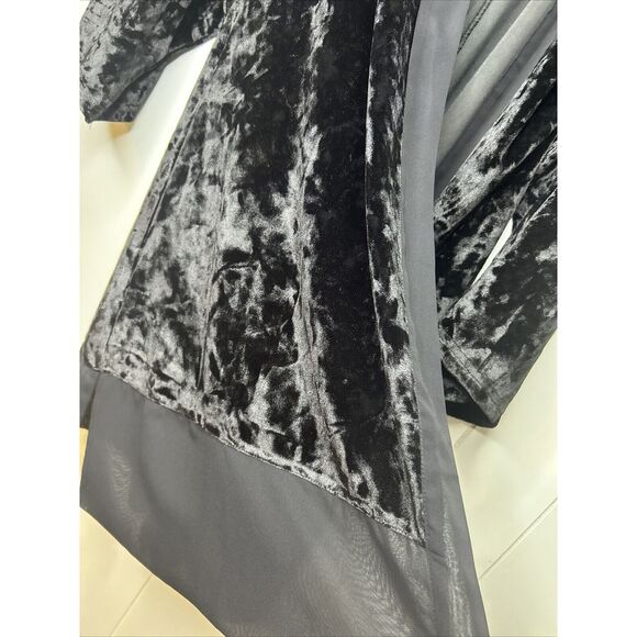 Shimera Velour Kimono Cardigan Black Open Front Chiffon Trim 3/4 Sleeve Sz Large - Picture 4 of 6